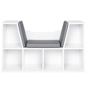 6-Cubbie Kids Bookcase Furniture Accent w/ Cushioned Reading Nook