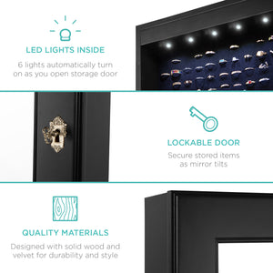 6-Tier Standing Jewelry Mirror Armoire w/ LED Lights