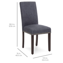 Load image into Gallery viewer, Set of 2 Upholstered Parsons Accent Dining Chairs w/ Wood Legs, Studded Trim
