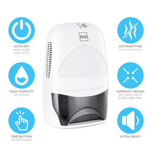 Thermo-Electric Dehumidifier w/ 2L Water Tank - White