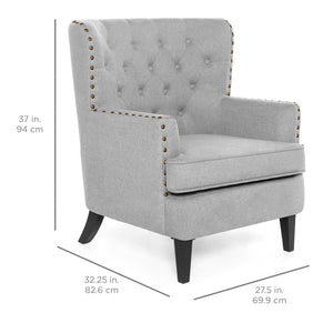 Modern Tufted Wingback Accent Chair Living Room Furniture w/ Nailhead Trim