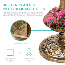 Load image into Gallery viewer, Solar Lighted Bird Bath w/ Planter
