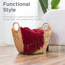 Load image into Gallery viewer, Vintage Hyacinth Storage Tote Basket, Organizer w/ Handles
