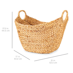 Vintage Hyacinth Storage Tote Basket, Organizer w/ Handles