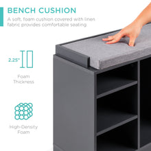 Load image into Gallery viewer, Shoe Storage Rack Bench w/ Padded Seat, 10 Cubbies
