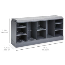 Load image into Gallery viewer, Shoe Storage Rack Bench w/ Padded Seat, 10 Cubbies
