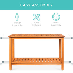 2-Shelf Wood Console Table Storage Organizer w/ Natural Finish - 48in