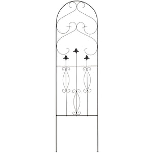 60x18in Iron Arched Garden Trellis Decor Accent w/ Scroll Lattice - Black