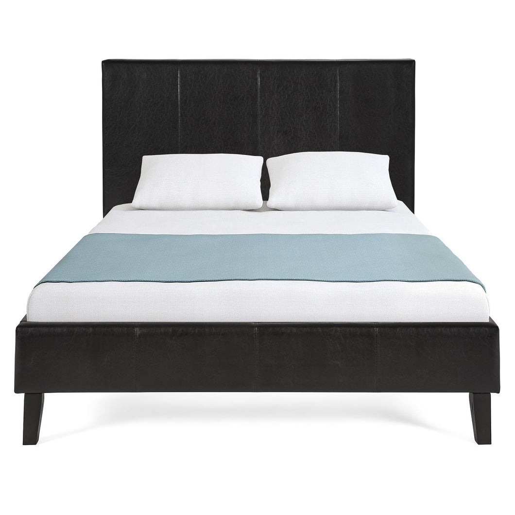 Modern Faux Leather Platform Bed Frame w/ Wooden Slats