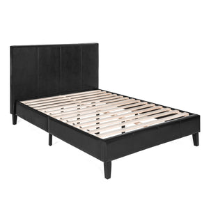 Modern Faux Leather Platform Bed Frame w/ Wooden Slats