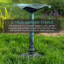 Load image into Gallery viewer, Lily Leaf Pedestal Bird Bath Decoration Accent w/ Floral Accents
