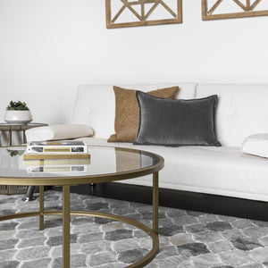 Round Tempered Glass Coffee Table w/ Steel Frame - 36in