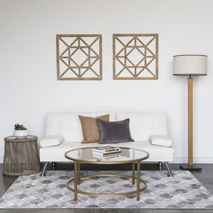 Round Tempered Glass Coffee Table w/ Steel Frame - 36in