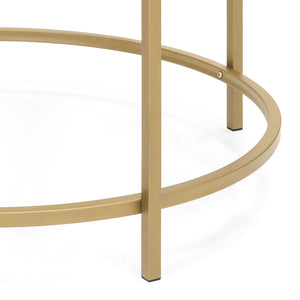 Round Tempered Glass Coffee Table w/ Steel Frame - 36in