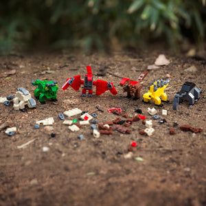 12-Piece 6-in-1 Kids Dinosaur Building Brick Set - Multicolor