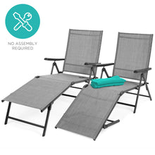 Load image into Gallery viewer, Set of 2 Outdoor Patio Chaise Recliner Lounge Chairs w/ Rust-Resistant Frame

