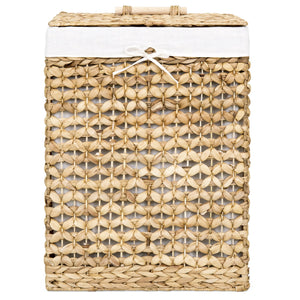 Water Hyacinth Woven Laundry Hamper Basket w/ Removable Liner, Lid