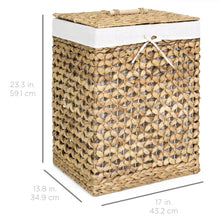 Load image into Gallery viewer, Water Hyacinth Woven Laundry Hamper Basket w/ Removable Liner, Lid
