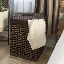 Load image into Gallery viewer, Water Hyacinth Woven Laundry Hamper Basket w/ Removable Liner, Lid
