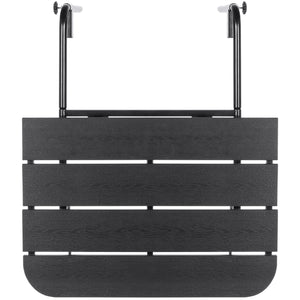 Foldable Hanging Balcony Railing Table w/ Compact Metal Frame - Black