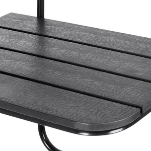 Foldable Hanging Balcony Railing Table w/ Compact Metal Frame - Black