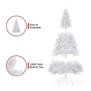 6ft Hinged Artificial Christmas Pine Tree w/ Metal Stand