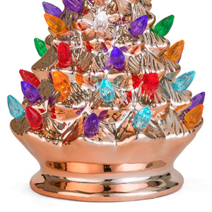 9.5in Pre-Lit Hand-Painted Ceramic Tabletop Christmas Tree