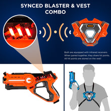 Load image into Gallery viewer, Set of 4 Infrared Laser Tag Blasters and Vests for Kids &amp; Adults
