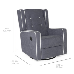 Mid-Century Modern Polyester Upholstered Swivel Recliner Rocking Chair