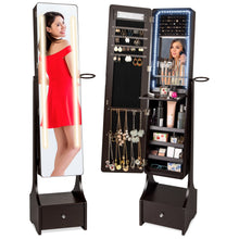 Load image into Gallery viewer, Standing Full Length LED Mirror Jewelry Armoire w/Interior &amp; Exterior Lights
