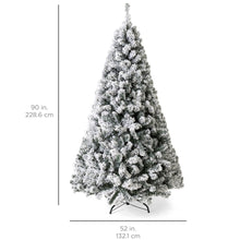Load image into Gallery viewer, Snow Flocked Hinged Artificial Pine Christmas Tree w/ Metal Stand
