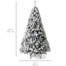 Load image into Gallery viewer, Snow Flocked Hinged Artificial Pine Christmas Tree w/ Metal Stand
