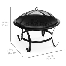 Load image into Gallery viewer, Steel Outdoor Patio Fire Pit Bowl w/ Screen Cover, Poker - 22in
