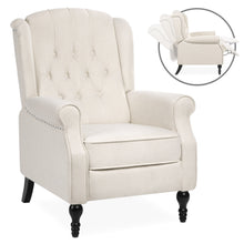 Load image into Gallery viewer, Tufted Upholstered Wingback Push Back Recliner Armchair w/ Nailhead Trim

