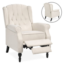 Load image into Gallery viewer, Tufted Upholstered Wingback Push Back Recliner Armchair w/ Nailhead Trim
