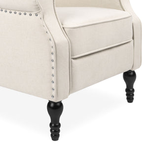 Tufted Upholstered Wingback Push Back Recliner Armchair w/ Nailhead Trim