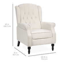 Load image into Gallery viewer, Tufted Upholstered Wingback Push Back Recliner Armchair w/ Nailhead Trim
