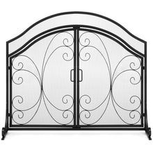 Load image into Gallery viewer, Single Panel 43x37in  Wrought Iron Mesh Fireplace Screen w/ Magnetic Doors
