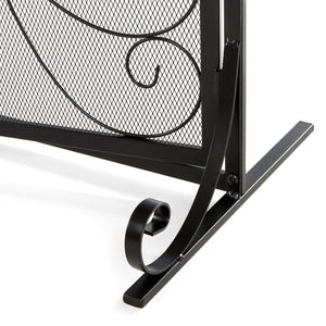 Single Panel 43x37in  Wrought Iron Mesh Fireplace Screen w/ Magnetic Doors