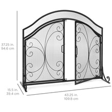 Load image into Gallery viewer, Single Panel 43x37in  Wrought Iron Mesh Fireplace Screen w/ Magnetic Doors
