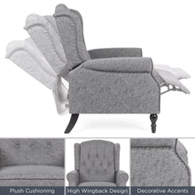 Load image into Gallery viewer, Tufted Upholstered Wingback Push Back Recliner Armchair w/ Nailhead Trim
