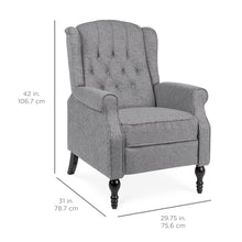 Load image into Gallery viewer, Tufted Upholstered Wingback Push Back Recliner Armchair w/ Nailhead Trim
