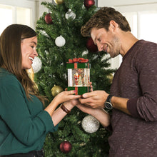 Load image into Gallery viewer, Musical Pre-Lit Christmas Present Glitter Snow Globe Decor w/ Santa Claus
