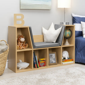 6-Cubbie Kids Bookcase Furniture Accent w/ Cushioned Reading Nook