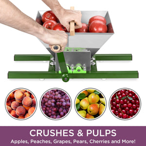 7L Stainless Steel Manual Fruit Crusher w/ Crank Handle