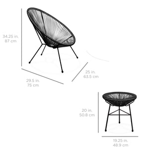 3-Piece All-Weather Patio Acapulco Bistro Set w/ Rope, Glass Top Table