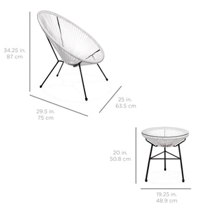 3-Piece All-Weather Patio Acapulco Bistro Set w/ Rope, Glass Top Table