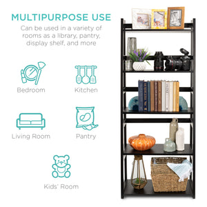 5-Tier Multipurpose Ladder Slant Bookcase Storage Shelf
