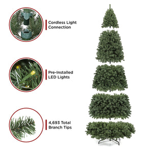 Pre-Lit Instant No Fluff Artificial Spruce Christmas Tree w/ Memory Branches