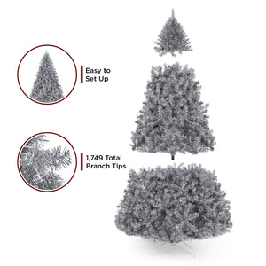 Silver Artificial Tinsel Christmas Tree w/ Foldable Stand